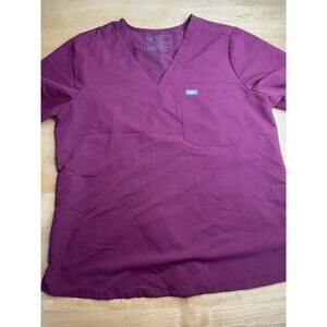 Figs Catarina Burgundy One-Pocket Scrub Top Technical Collection, XL